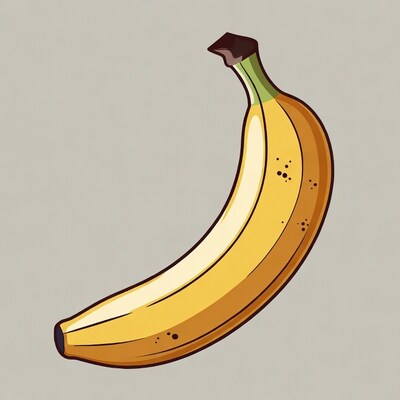 Cartoon banana on gray background