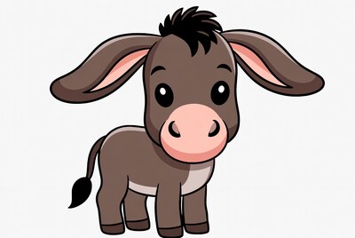 Cute cartoon donkey illustration