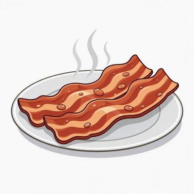 Steaming Bacon Strips on Plate