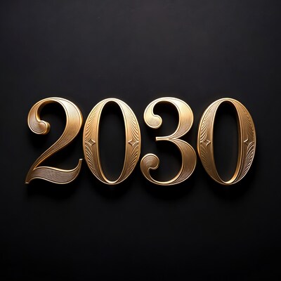 Gold 2030 Text on Black