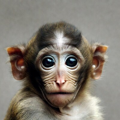 Baby monkey with big eyes