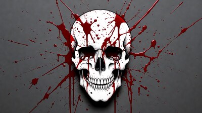 Bloody Skull with Red Splatter