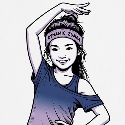 Asian woman dancing Zumba illustration