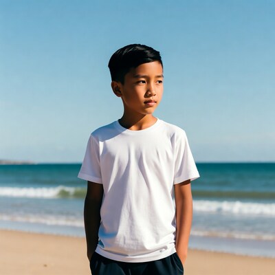 Asian boy on beach