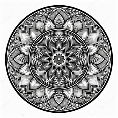 Black and White Mandala Flower