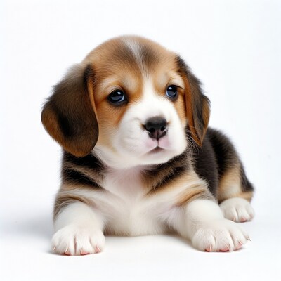 Cute Beagle Puppy on White Background