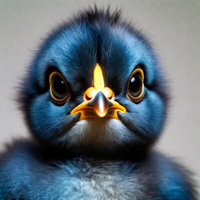Closeup of blue bird chick