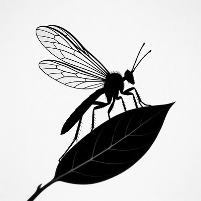 Crane Fly on Leaf Silhouette