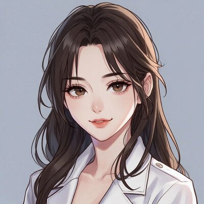 Anime girl with long black hair