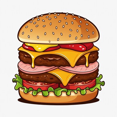 Cartoon Double Cheeseburger Illustration