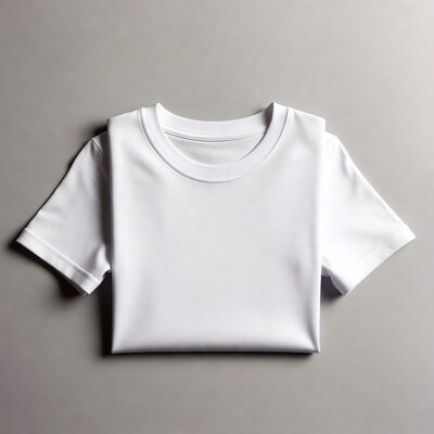 White T-shirt on Gray Background