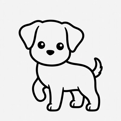Cute puppy line art illustration