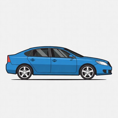 Blue sedan car illustration