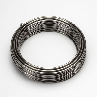 Coiled Silver Wire on White Background