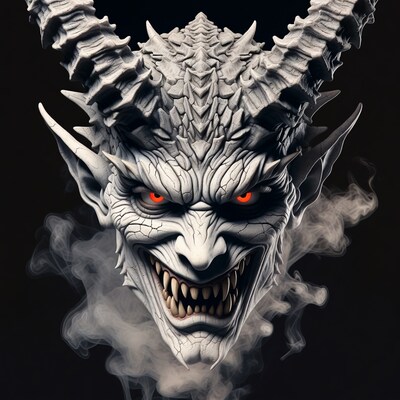 Demonic Skull with Red Eyes