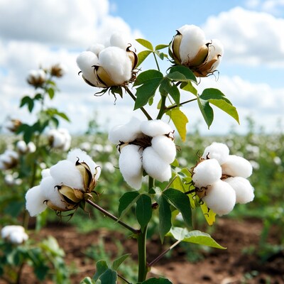 White Cotton Bolls in Field