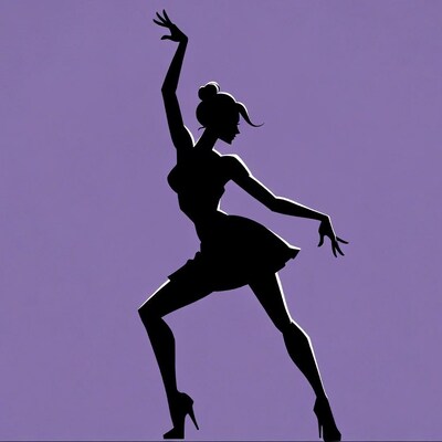 Dancing Woman Silhouette in Purple
