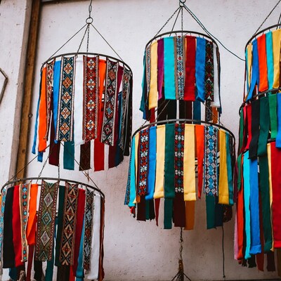 Colorful Fabric Hanging Lanterns