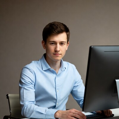Young man working on computer