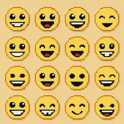 Pixel Art Smiley Faces Collection