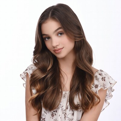 Teen girl with wavy brown hair