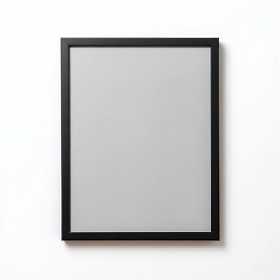 Black picture frame with gray mat