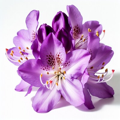 Purple Azalea Flowers on White Background