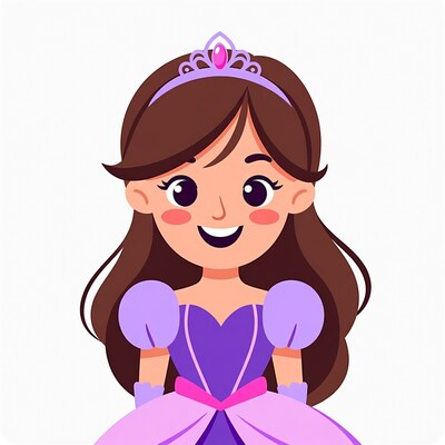 Cartoon girl wearing princess dress