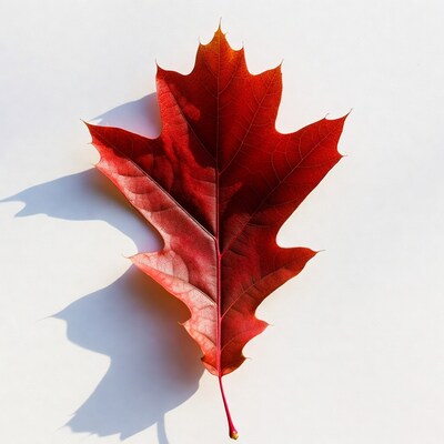 Red maple leaf with shadow