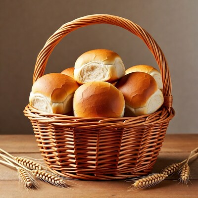 Basket of Fresh Bread Rolls