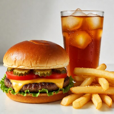Cheeseburger with Fries and Iced Tea