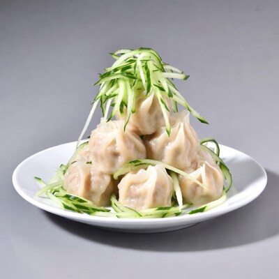 Dumplings with Cucumber Garnish