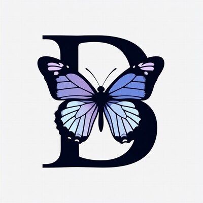 Purple Butterfly Letter B Illustration