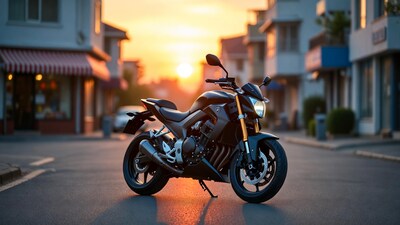 Black Yamaha MT-07 Motorcycle at Sunset