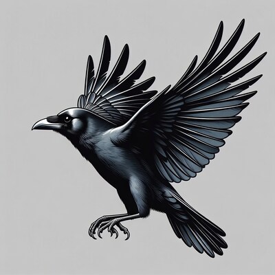 Flying Raven Illustration