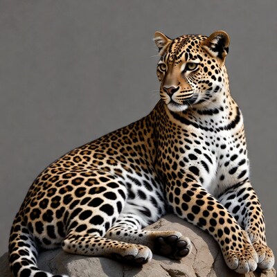 Leopard sitting on rock