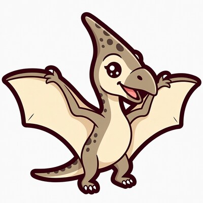 Cute Kawaii Pterodactyl Illustration