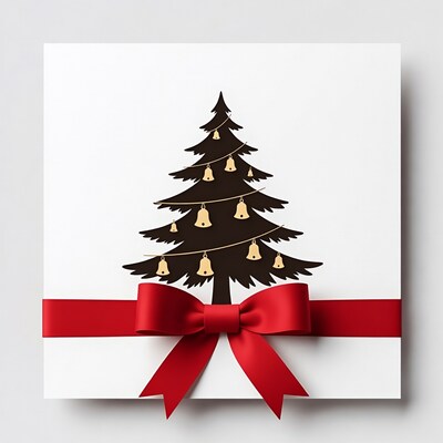 Christmas Tree with Bells and Red Bow
