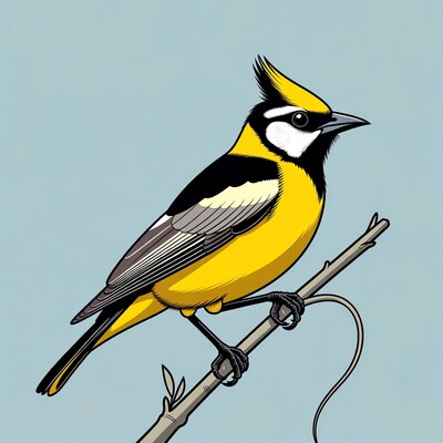 Crested Tit Bird on Branch