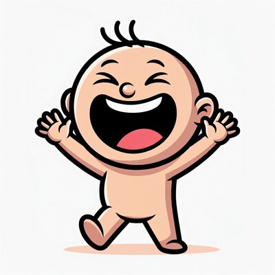 Cartoon baby laughing and walking