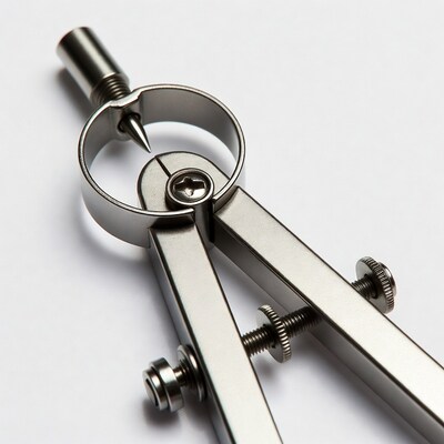 Silver Drafting Compass on White