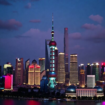 Shanghai Oriental Pearl Tower Night Skyline