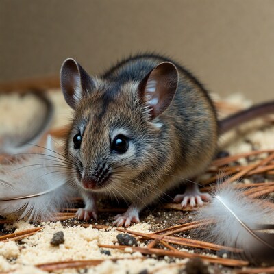 Cute deer mouse on pine needles