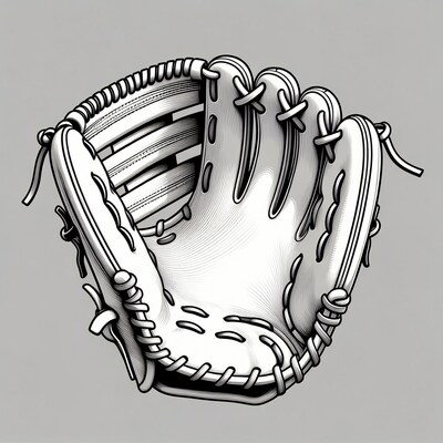 Open White Baseball Glove Illustration