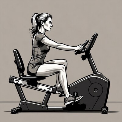 Woman exercising on recumbent bike