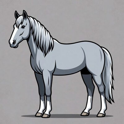 Gray horse illustration standing