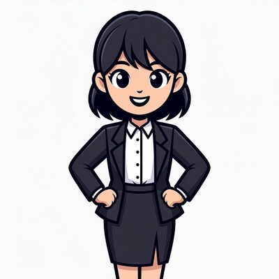 Smiling Asian woman in business suit illustration