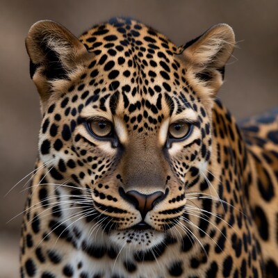 Close-up leopard face with intense eyes