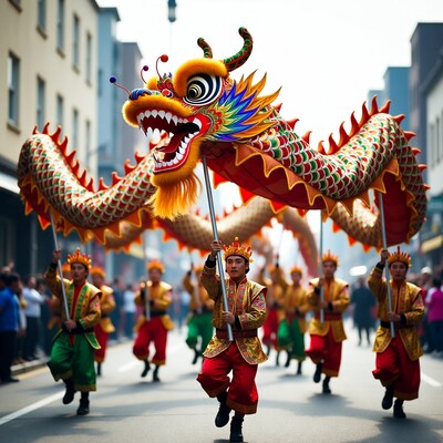 Chinese Dragon Dance Parade Street