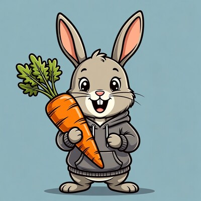Cartoon bunny holding carrot